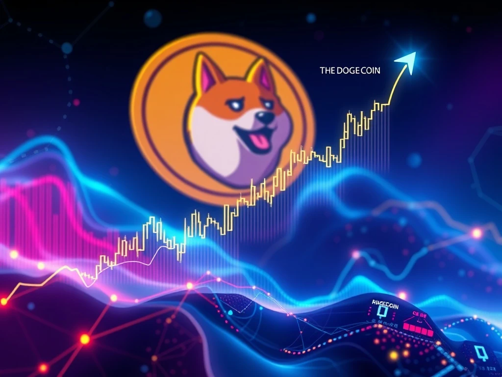 A crypto chart showing Dogecoin (DOGE) retesting an ascending trendline with the RSI indicator signaling a bullish reversal.