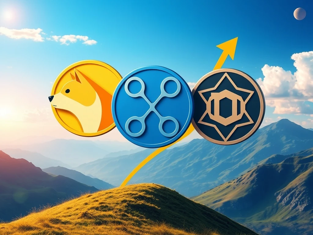 Visualizing the significant Dogecoin News Today and the collective market momentum of XRP, DeSoc, and other sub-$1 cryptocurrencies.
