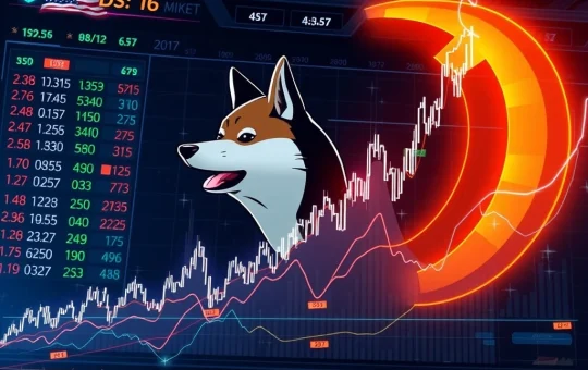 Dogecoin price chart showing volatility and key support levels
