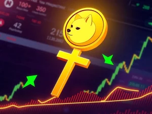Dogecoin golden cross and bullish signals on a financial chart
