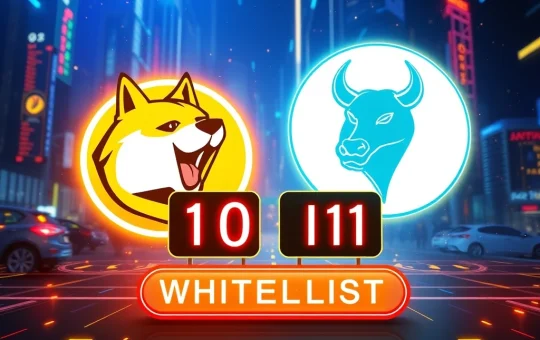 Dogecoin and MoonBull logos with a countdown timer for the limited whitelist opportunity in July 2025 crypto market.