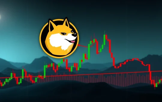 Dogecoin price chart showing recent volatility and a critical test of the $0.227 support level, reflecting current market analysis.