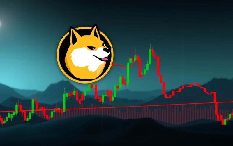 Dogecoin price chart showing recent volatility and a critical test of the $0.227 support level, reflecting current market analysis.