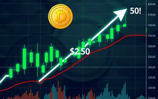 A bullish Dogecoin chart showing a double-bottom breakout validating the $0.50 Dogecoin price target, indicating potential growth.