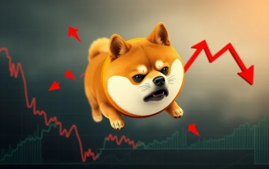 Dogecoin price chart showing a significant plunge, indicating bearish signals for DOGE.