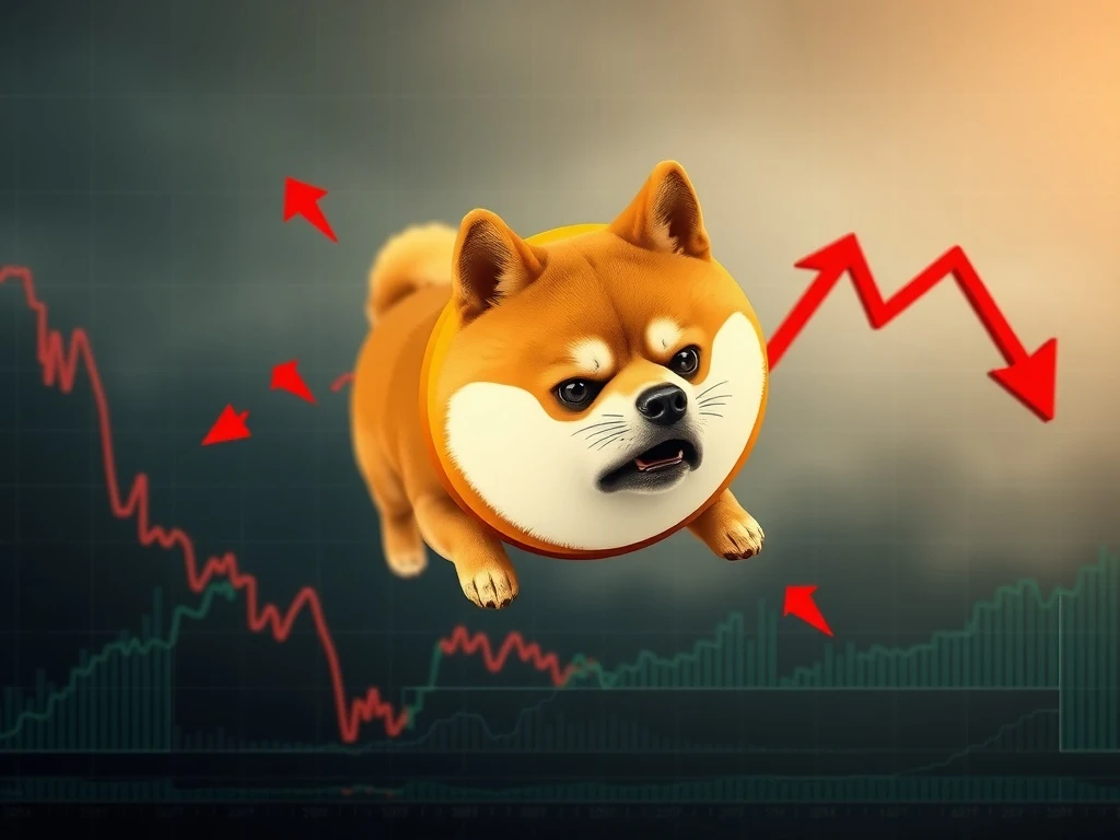 Dogecoin price chart showing a significant plunge, indicating bearish signals for DOGE.