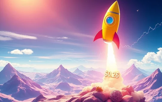 A Dogecoin rocket ascending, symbolizing the potential for a 109% DOGE price surge based on technical analysis.