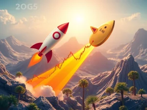 A chart illustrating a Dogecoin price double bottom pattern, signaling a potential surge to $0.46, representing a significant bullish reversal.