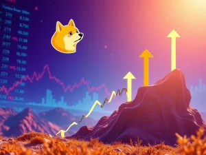 Dogecoin price chart showing a double bottom pattern, signaling a potential rally and significant upward movement.