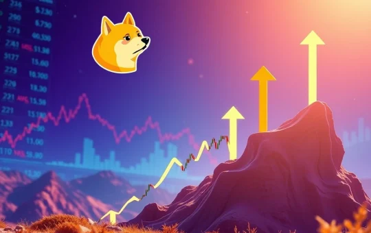 Dogecoin price chart showing a double bottom pattern, signaling a potential rally and significant upward movement.