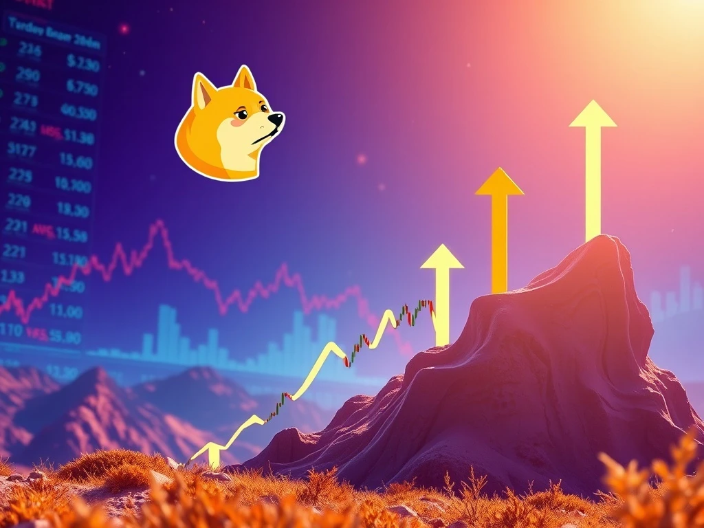 Dogecoin price chart showing a double bottom pattern, signaling a potential rally and significant upward movement.
