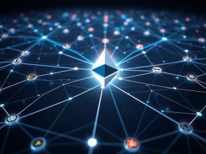 Visualizing EigenLayer's breakthrough multi-chain verification expanding AVSs across Ethereum L2 networks and independent chains, secured by its massive staked security.