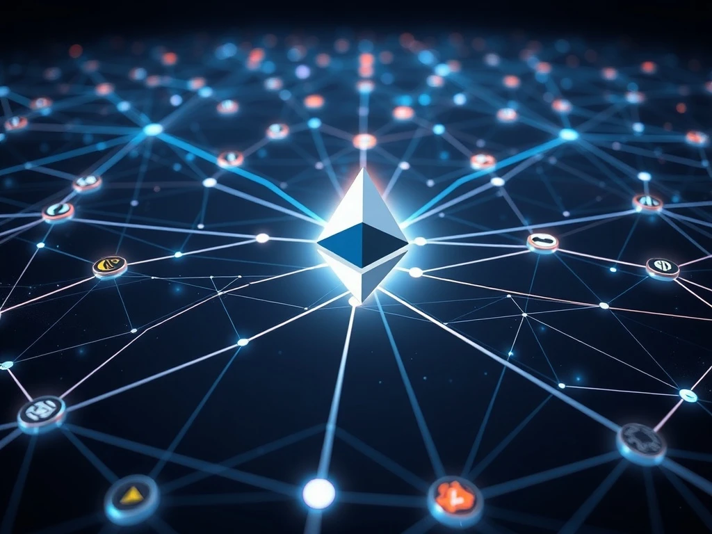 Visualizing EigenLayer's breakthrough multi-chain verification expanding AVSs across Ethereum L2 networks and independent chains, secured by its massive staked security.