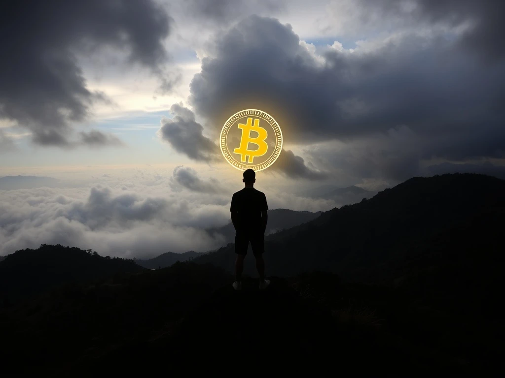 A visual representation of the El Salvador Bitcoin strategy, showing the gap between government reserves and citizen benefit, with a Bitcoin symbol looking distant.