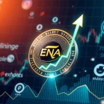 ENA token price surging on crypto exchange charts with USDe stablecoin growth