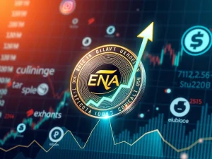 ENA token price surging on crypto exchange charts with USDe stablecoin growth