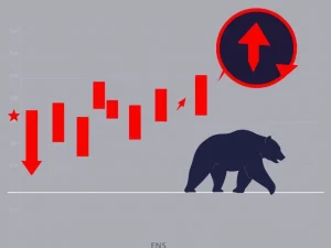 A crypto chart illustrating a significant ENS price drop, symbolizing bearish sentiment and dominant ENS short positions.