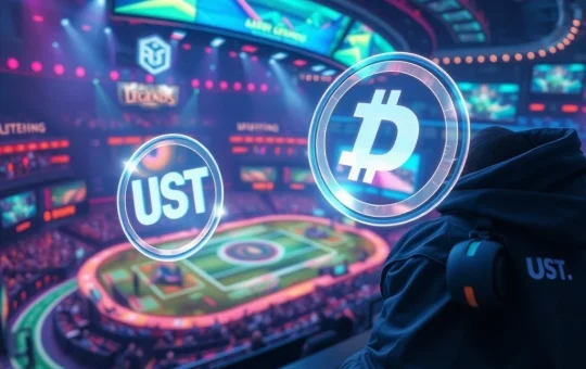 Digital interface showing esports betting odds with crypto symbols, highlighting secure transactions and the rise of crypto adoption.