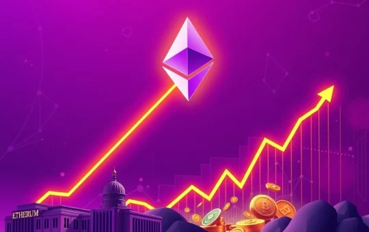 A chart showing ETH price surging due to a golden cross, representing strong institutional confidence and record Ethereum ETF inflows.