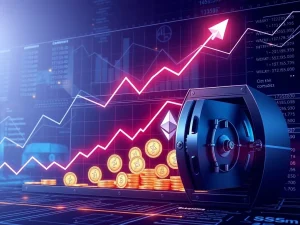 A chart showing the strong upward trajectory of an Ethereum ETF, representing significant institutional inflows into ETHA.