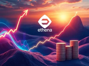 A vibrant chart showing the explosive Ethena ENA price surge, driven by a significant StablecoinX buyback program, hinting at a potential rally towards $1.