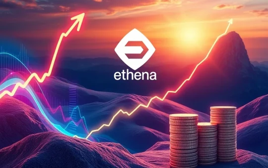 A vibrant chart showing the explosive Ethena ENA price surge, driven by a significant StablecoinX buyback program, hinting at a potential rally towards $1.