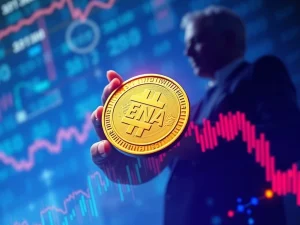 Ethena's ENA token soaring in value, depicting growth fueled by strategic partnerships and market confidence.