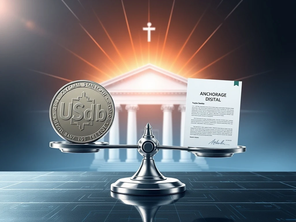 Visualizing Ethena USDtb's pioneering role as the first GENIUS-compliant stablecoin, symbolizing regulatory breakthrough.