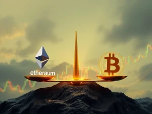 A visual representation of Ether ETFs surging, showing a significant crypto market shift with Ethereum gaining institutional investment.