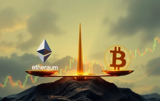 A visual representation of Ether ETFs surging, showing a significant crypto market shift with Ethereum gaining institutional investment.