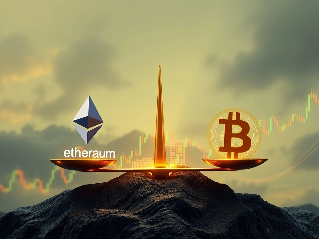 A visual representation of Ether ETFs surging, showing a significant crypto market shift with Ethereum gaining institutional investment.