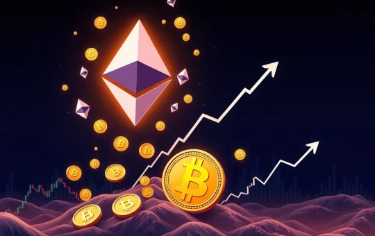 A visual depicting Ether ETFs significantly outperforming Bitcoin ETFs, symbolizing a major crypto market shift and growing altcoin appetite.