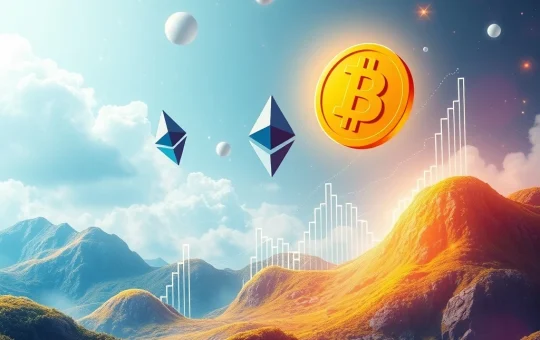 Illustrates Ethereum news driving explosive 10x gains across the cryptocurrency market, with symbols of Solana and other major altcoins.