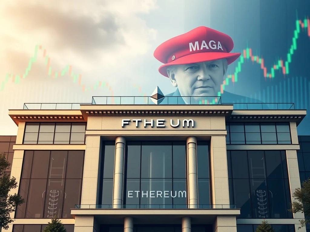A Trump-linked firm strategically investing in Ethereum, symbolizing significant ETH accumulation and institutional confidence in the crypto market.