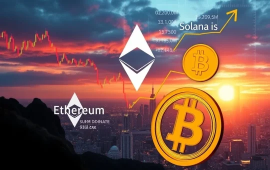 Charts illustrating the significant **Ethereum surge** and **Solana rise**, signaling a shift in **Bitcoin dominance** and the start of a vibrant **altcoin season**.