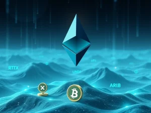 Ethereum and altcoin rally contenders RTX, LINK, and ARB in a dynamic crypto market scene.
