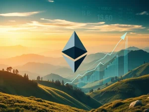 A dynamic chart showing an Ethereum price surge, with a large "ETH" logo, representing BitMine's significant institutional ETH investment.