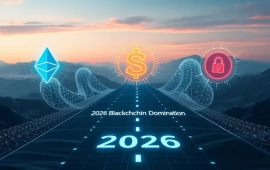 Visualizing the intense crypto competition as Ethereum, Solana, and XRP race for blockchain dominance by 2026.