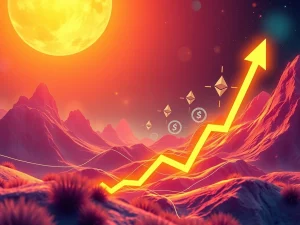 A dynamic chart showing Ethereum's bull flag pattern, symbolizing its strong upward trend and potential for an ETH price breakout.