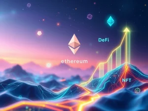 Ethereum blockchain growth with DeFi and NFT activity surging in 2025