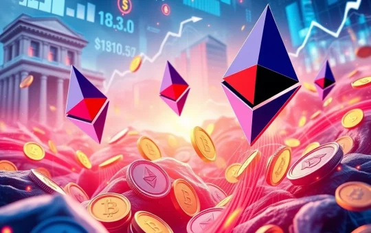 A chart showing surging Ethereum demand, with an overlay of DeFi lending interfaces, symbolizing Aave withdrawals and high borrowing rates.