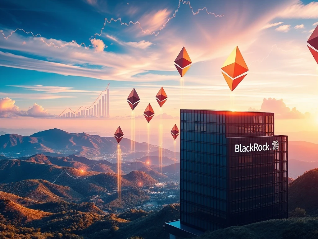 Visualizing BlackRock's Ethereum ETF (ETHA) reaching $10 billion, symbolizing immense institutional appetite and market growth.