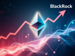 A chart showing BlackRock ETHA's incredible surge past $10 billion, symbolizing rapid Ethereum ETF institutional adoption.