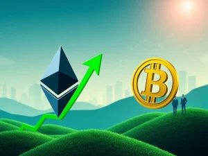 Chart showing Ethereum ETFs surging past Bitcoin, symbolizing strong institutional confidence and the impact of Dencun upgrades.