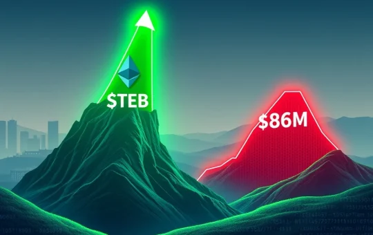 A vibrant chart illustrating the impressive $10 billion surge in Ethereum ETFs, contrasting with Bitcoin ETF outflows, highlighting a major shift in crypto investment trends.