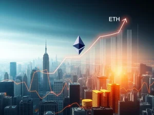 A visual representation of Ethereum's market strength, showing the ETH/BTC Ratio surging upwards, driven by significant Ethereum ETF Inflows.