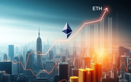 A visual representation of Ethereum's market strength, showing the ETH/BTC Ratio surging upwards, driven by significant Ethereum ETF Inflows.