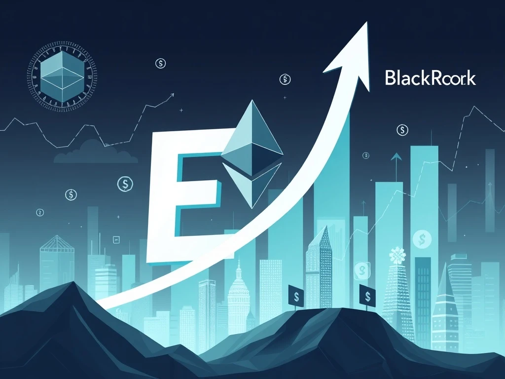 A chart showing rapid growth of BlackRock ETHA, symbolizing the surge in institutional Ethereum adoption.