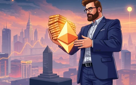 Arthur Hayes making a significant crypto investment into the Ethereum ecosystem, symbolizing bullish market sentiment.