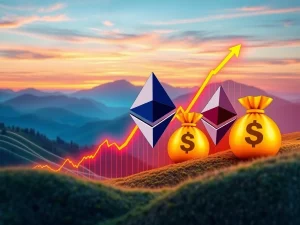 Chart showing significant Ethereum price gains, symbolizing large ETH holders securing profits and impacting the crypto market.